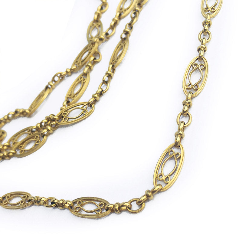 18kt French Victorian Solid Gold Chain